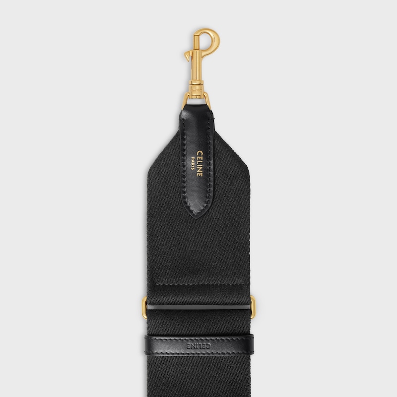 adjustable strap in wool with GOLD FINISHING - BLACK - BAG CHARMS - 1 | CELINE
