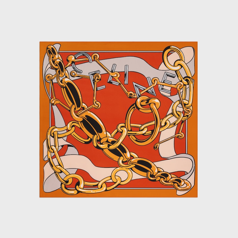 斜纹方巾 - 橙色/金色 -  - 1 | CELINE