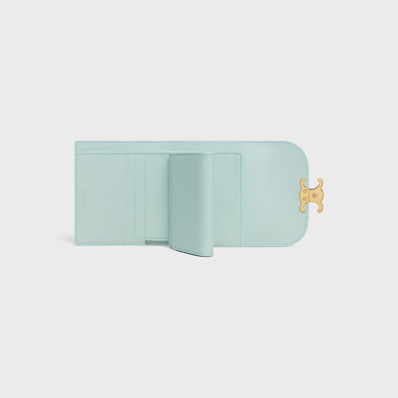 Small Flap Wallet TRIOMPHE IN Shiny calfskin - POWDER BLUE - NEW - 1 | CELINE
