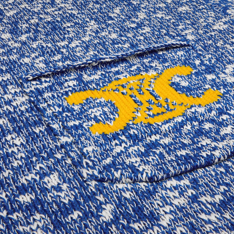 oversized crewneck sweater IN mouline cotton - BLUE/WHITE/YELLOW -  - 1 | CELINE