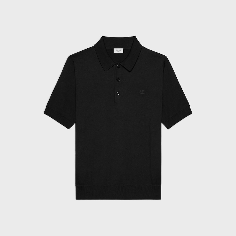 POLO SWEATER IN FINE SILK AND COTTON - BLACK -  - 1 | CELINE