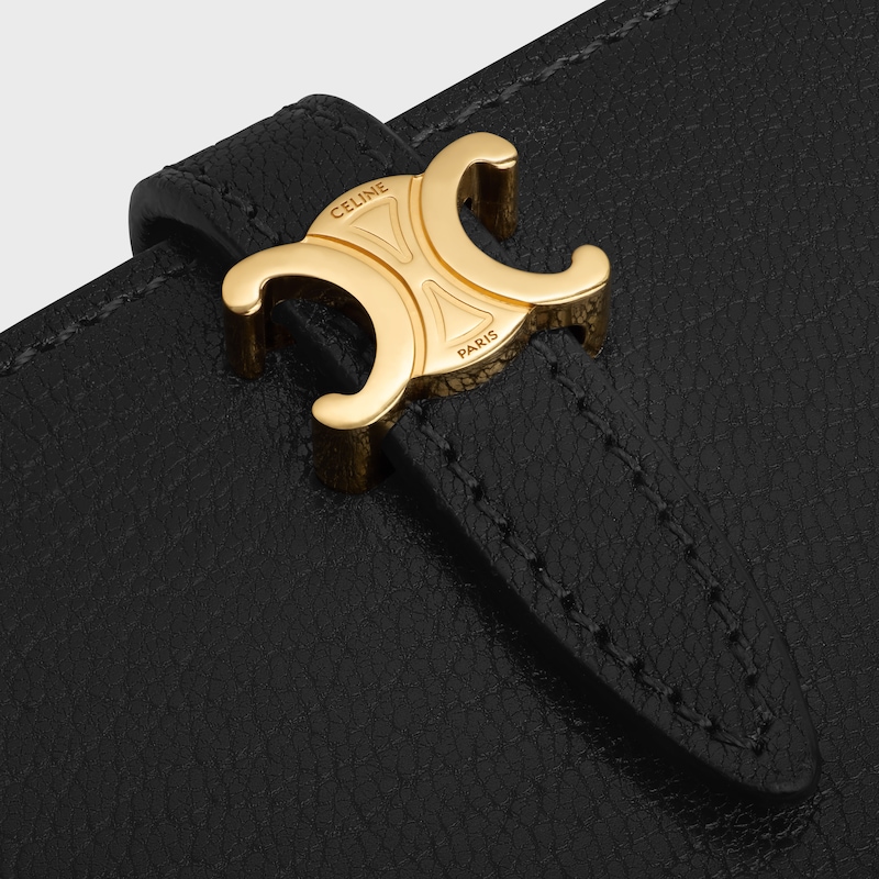 PORTACARTE BI-FOLD TRIOMPHE PONTET IN PELLE DI CAPRA - NERO - NUOVO - 1 | CELINE