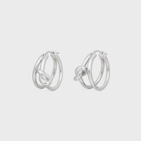 Knot Double Hoops in Brass with Rhodium Finish - SILVER - GIFT FINDER - 2 | CELINE
