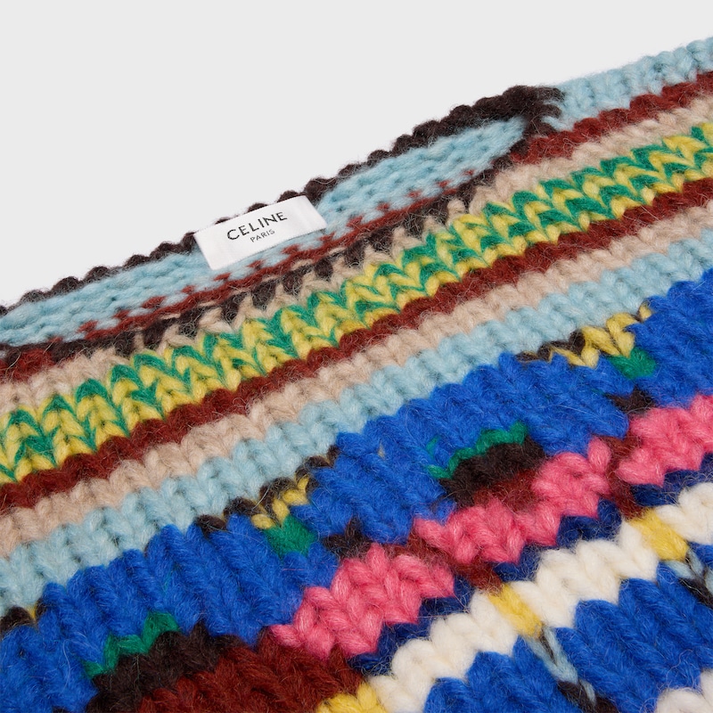 crewneck sweater IN MOULINE ALPACA AND WOOL - GREEN/MULTICOLOR -  - 1 | CELINE