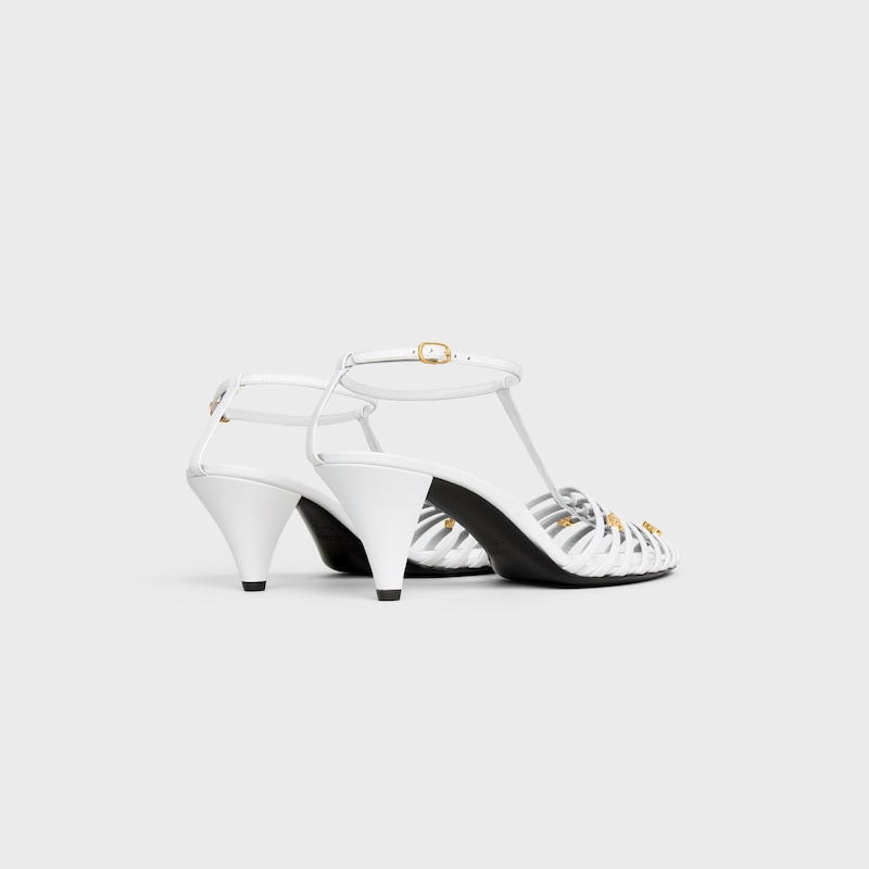 CAGE HEELED SANDAL IN GOATSKIN - WHITE -  - 1 | CELINE