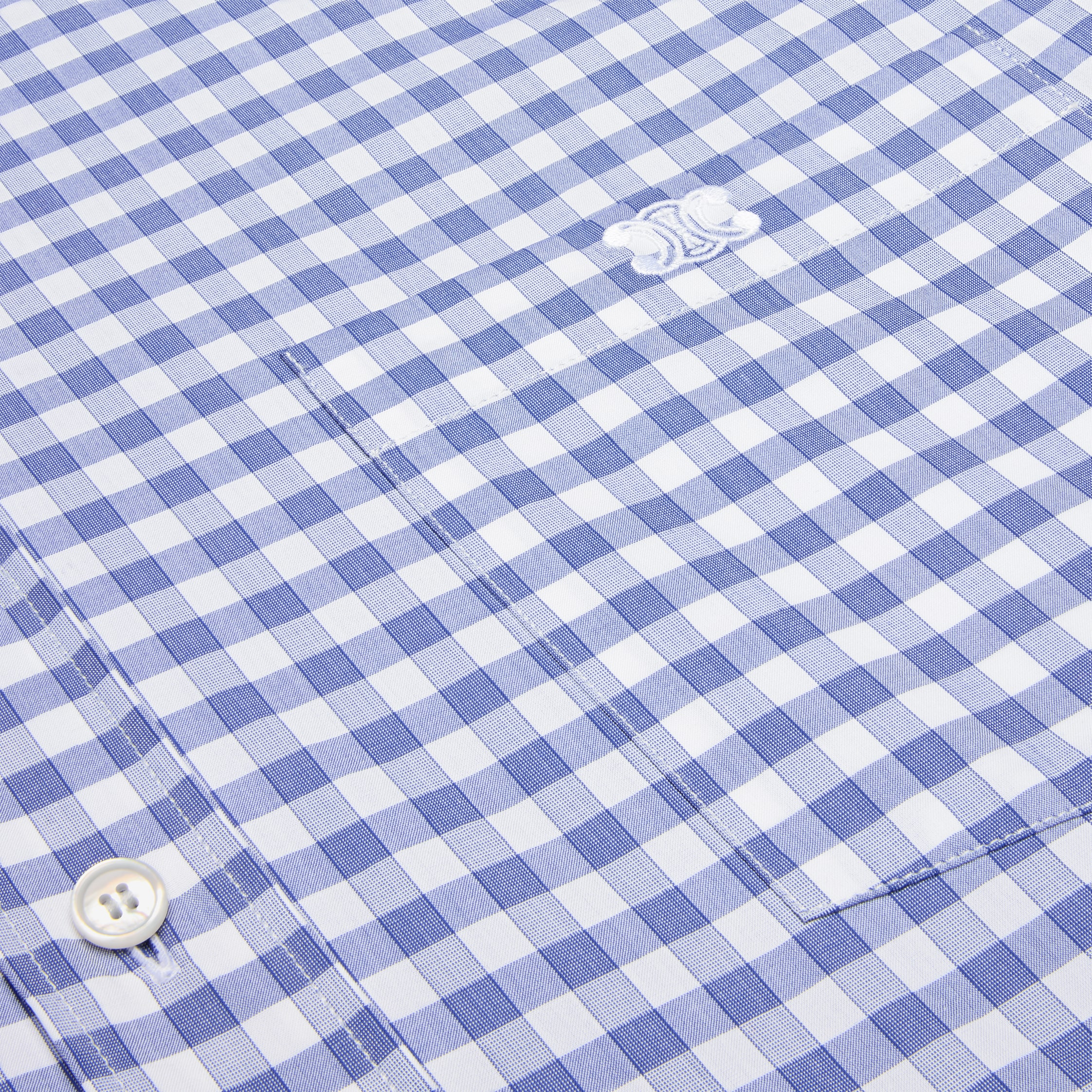 cropped shirt IN vichy cotton - BLANC/BLEU | CELINE
