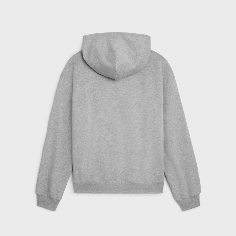 SUDADERA CON CAPUCHA Y CREMALLERA DE ALGOD&Oacute;N DE CACHEMIRA - Gris medio/negro -  - 1 | CELINE