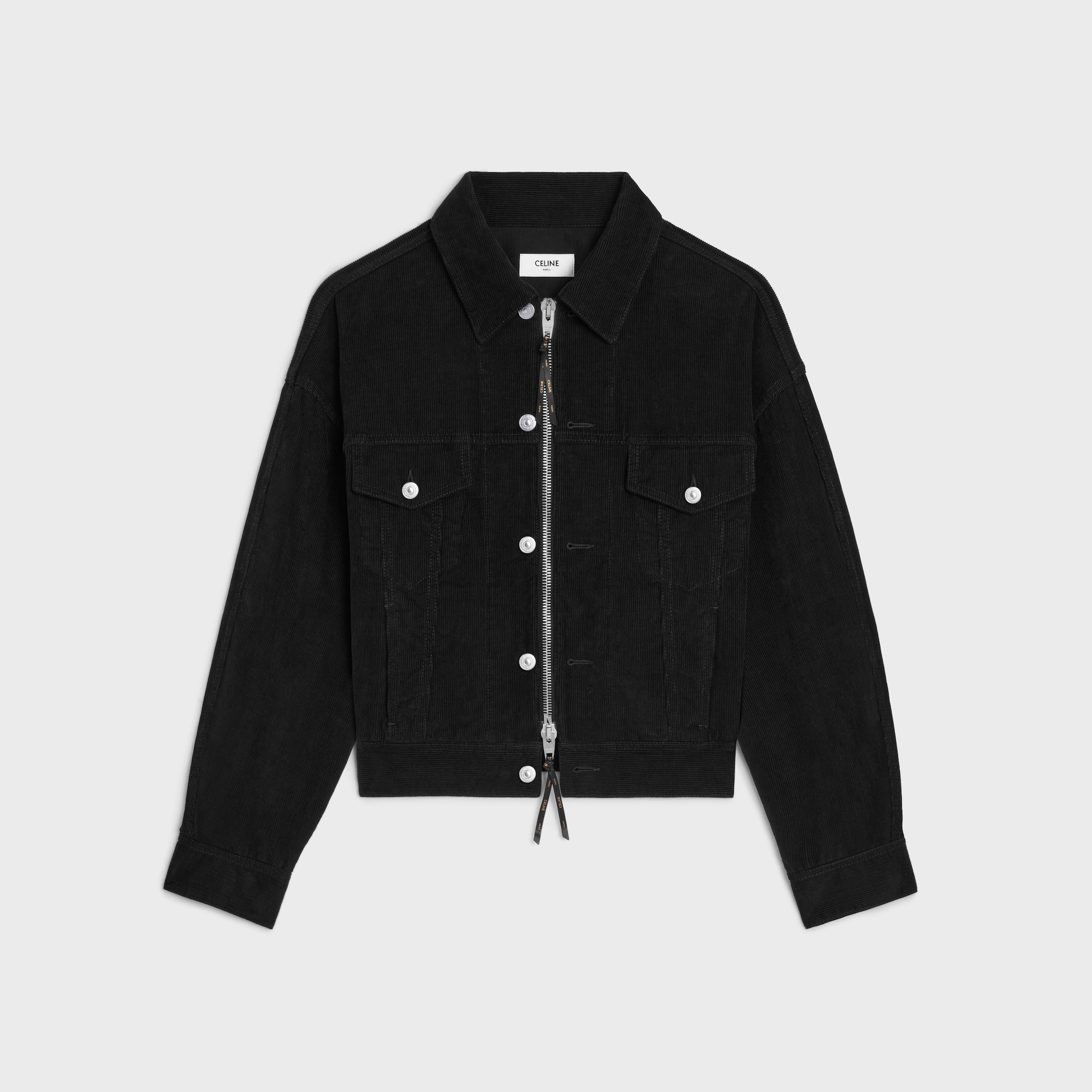 JAQUETA TRUCKER EM Veludo - LAVAGEM BLACK LIGHT STONE | CELINE
