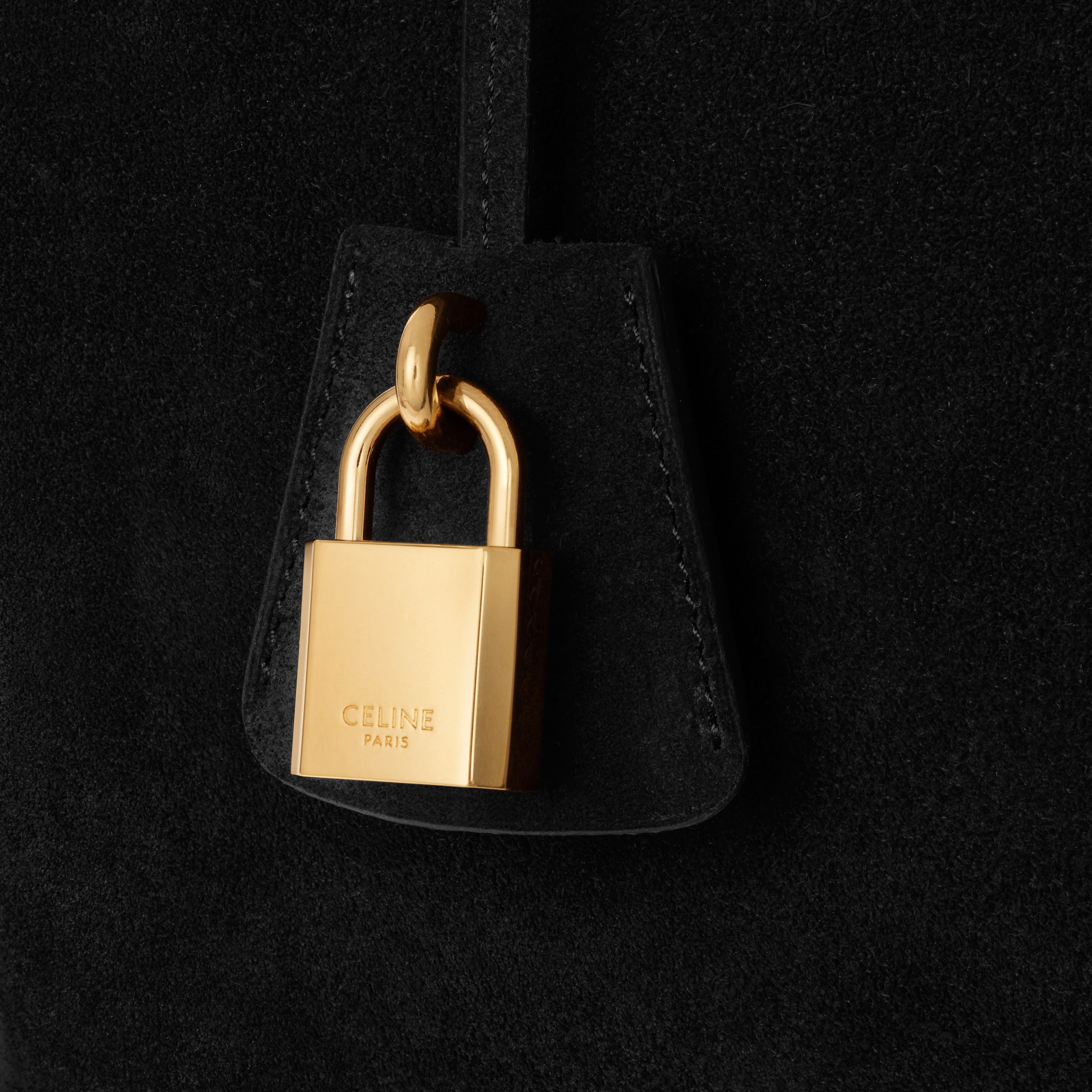 CELINE CONTI BAG in SUEDE CALFSKIN - BLACK | CELINE