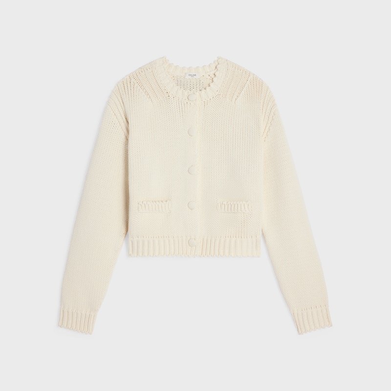 cardigan IN cotton - OFF WHITE -  - 1 | CELINE