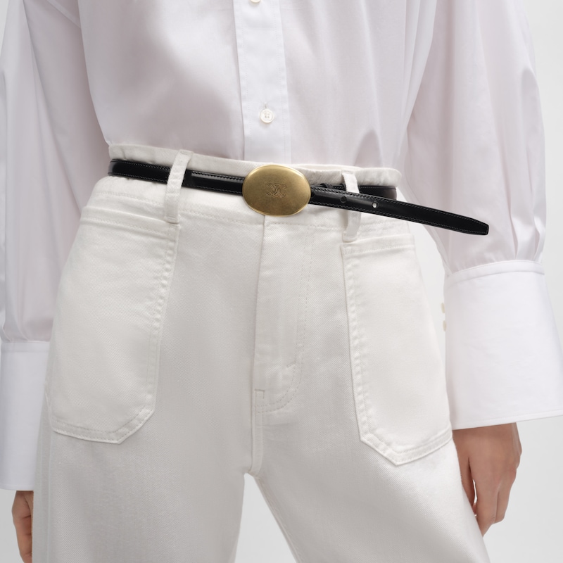 Thin Plate Taurillon皮革13毫米皮帶 - 黑色 -  - 1 | CELINE