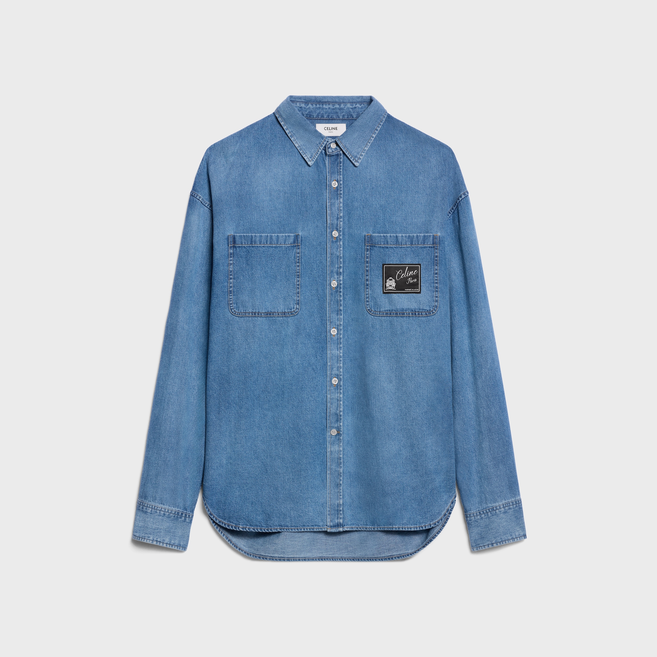 overshirt IN cotton denim - STONE BIO WASH | CELINE