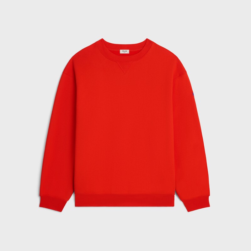 sweatshirt IN cotton fleece - Red cyclist/ bleu denim -  - 1 | CELINE