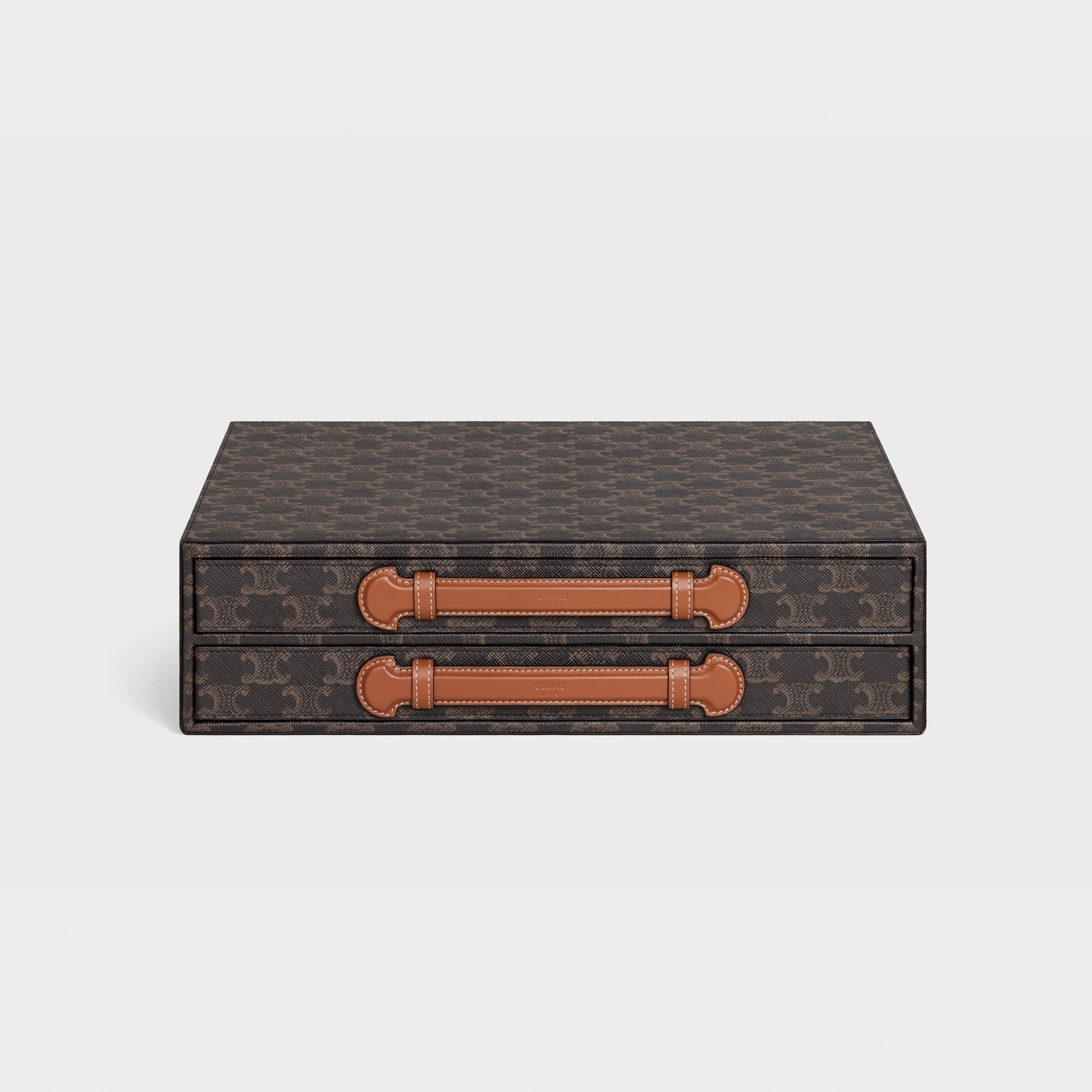 stationery case in triomphe canvas and calfskin - TAN | CELINE