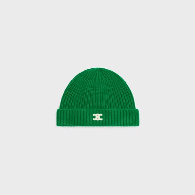 triomphe beanie IN Scottish Cashmere - GREEN -  - 1 | CELINE