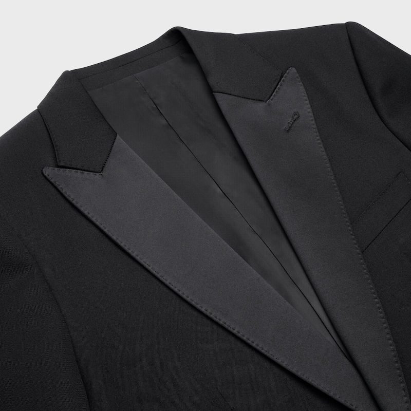 veste classique tux laine grain de poudre - Noir -  - 1 | CELINE