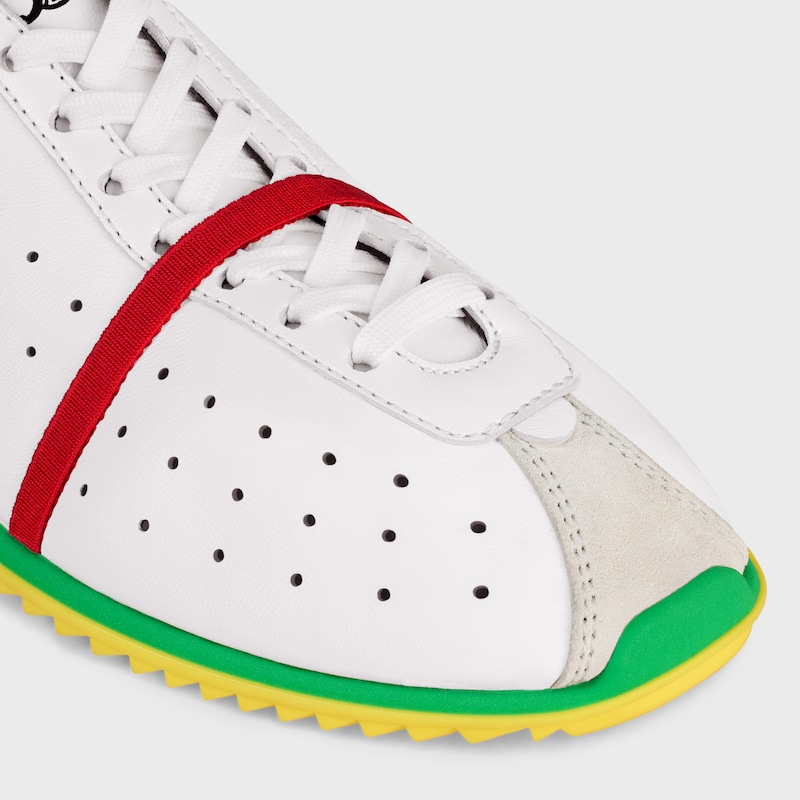SOFT SNEAKER IN STRETCH LAMBSKIN, SUEDE CALFSKIN AND LAMBSKIN - OPTIC WHITE/BRIGHT YELLOW/GREEN -  - 1 | CELINE