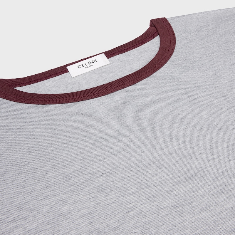 t-shirt IN cotton jersey - VINTAGE GREY MELANGE/BURGUNDY -  - 1 | CELINE