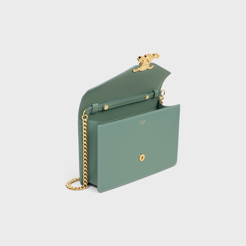 WALLET ON CHAIN MARGO in Shiny calfskin - CELADON - WALLETS ON CHAIN - 1 | CELINE