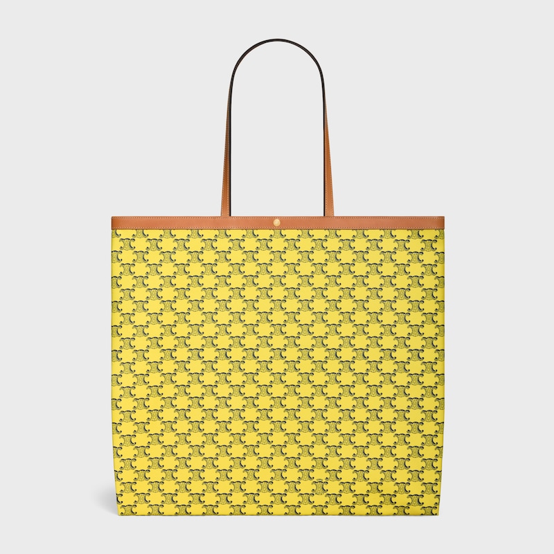 LARGE FLAT SHOPPER IN TRIOMPHE CANVAS - YELLOW / NAVY - HOBO AND TOTE BAGS - 1 | CELINE