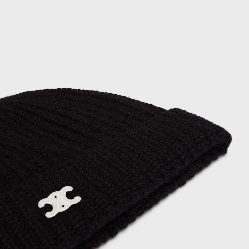 triomphe beanie IN Scottish Cashmere - BLACK -  - 1 | CELINE