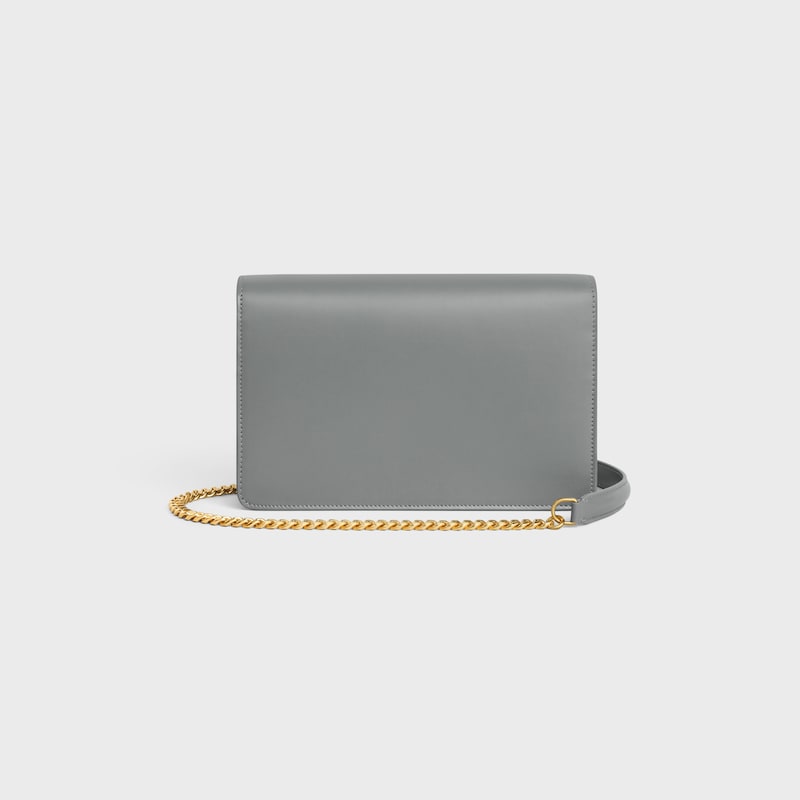 WALLET ON CHAIN MARGO in Shiny calfskin - ZINC - WALLETS ON CHAIN - 1 | CELINE