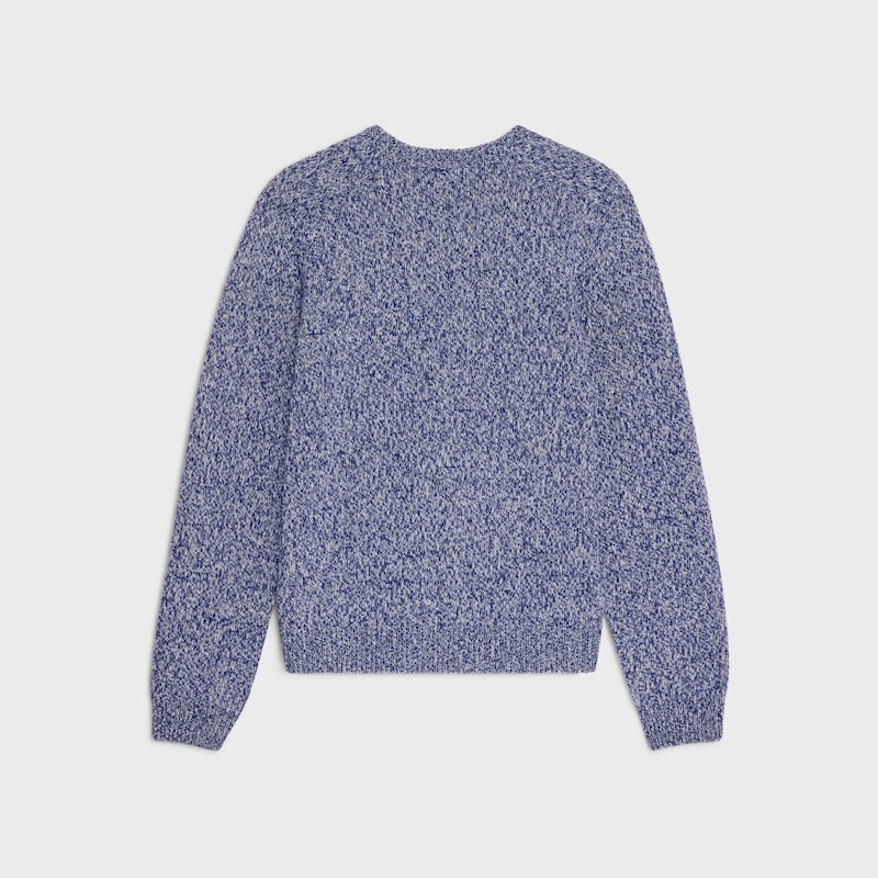 crewneck sweater IN WOOL AND CASHMERE - BLUE/WHITE -  - 1 | CELINE