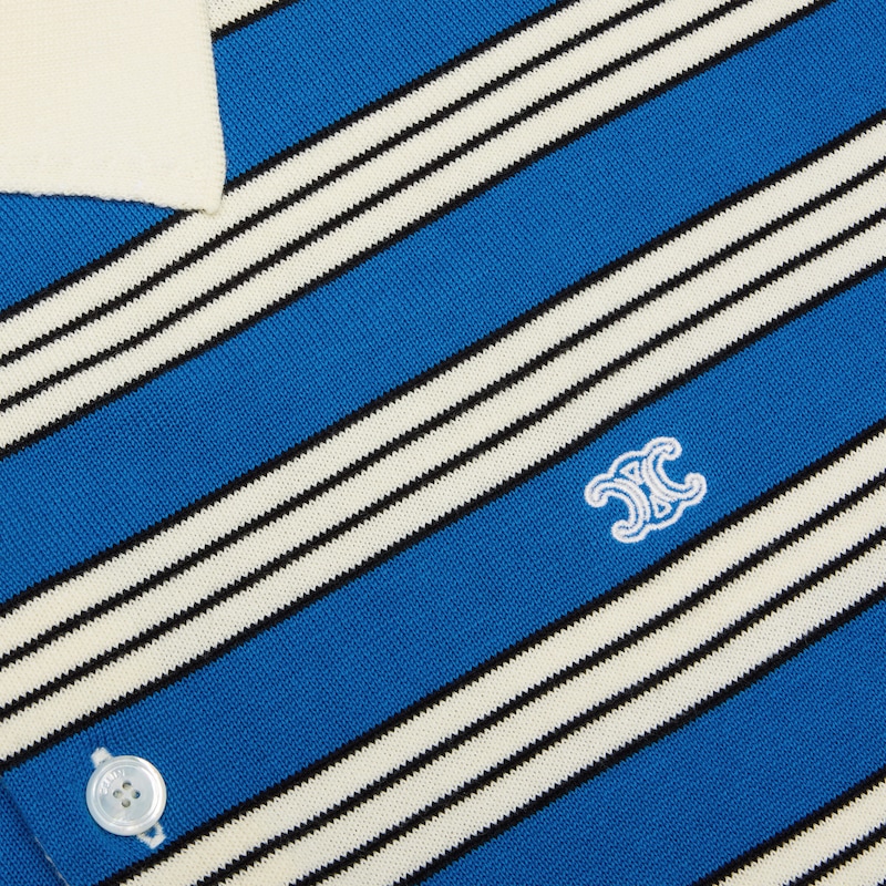 Polo in cotone a righe - BLU/BIANCO/NERO -  - 1 | CELINE