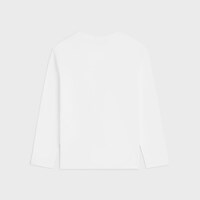 CAMISETA HOLGADA DE PUNTO DE ALGODÓN - BLANCO CRUDO/AZUL DENIM -  - 2 | CELINE