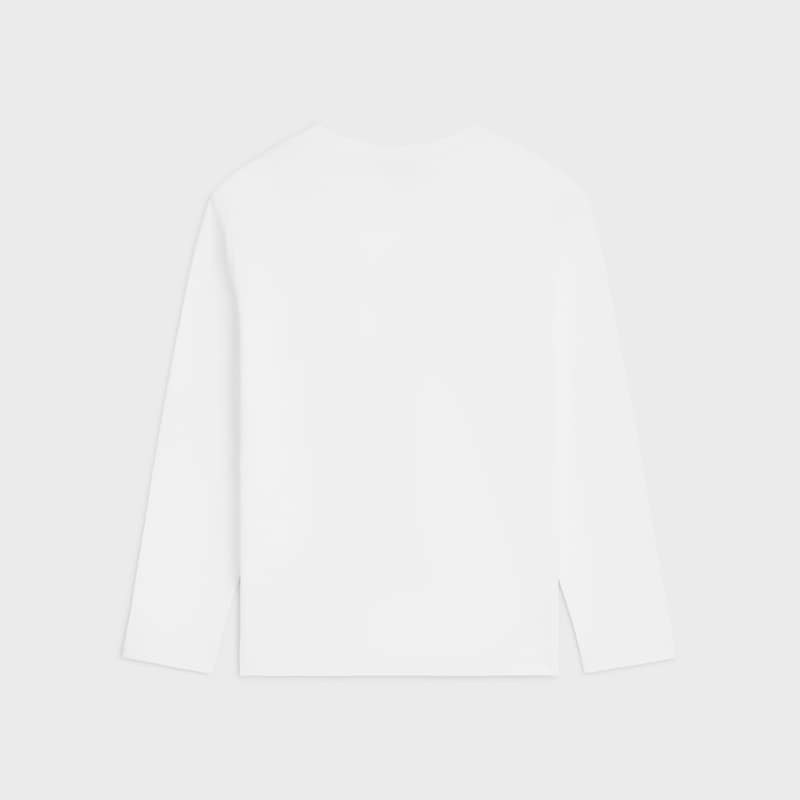 棉质平纹针织宽松T恤 - 荧光白/牛仔蓝 -  - 1 | CELINE