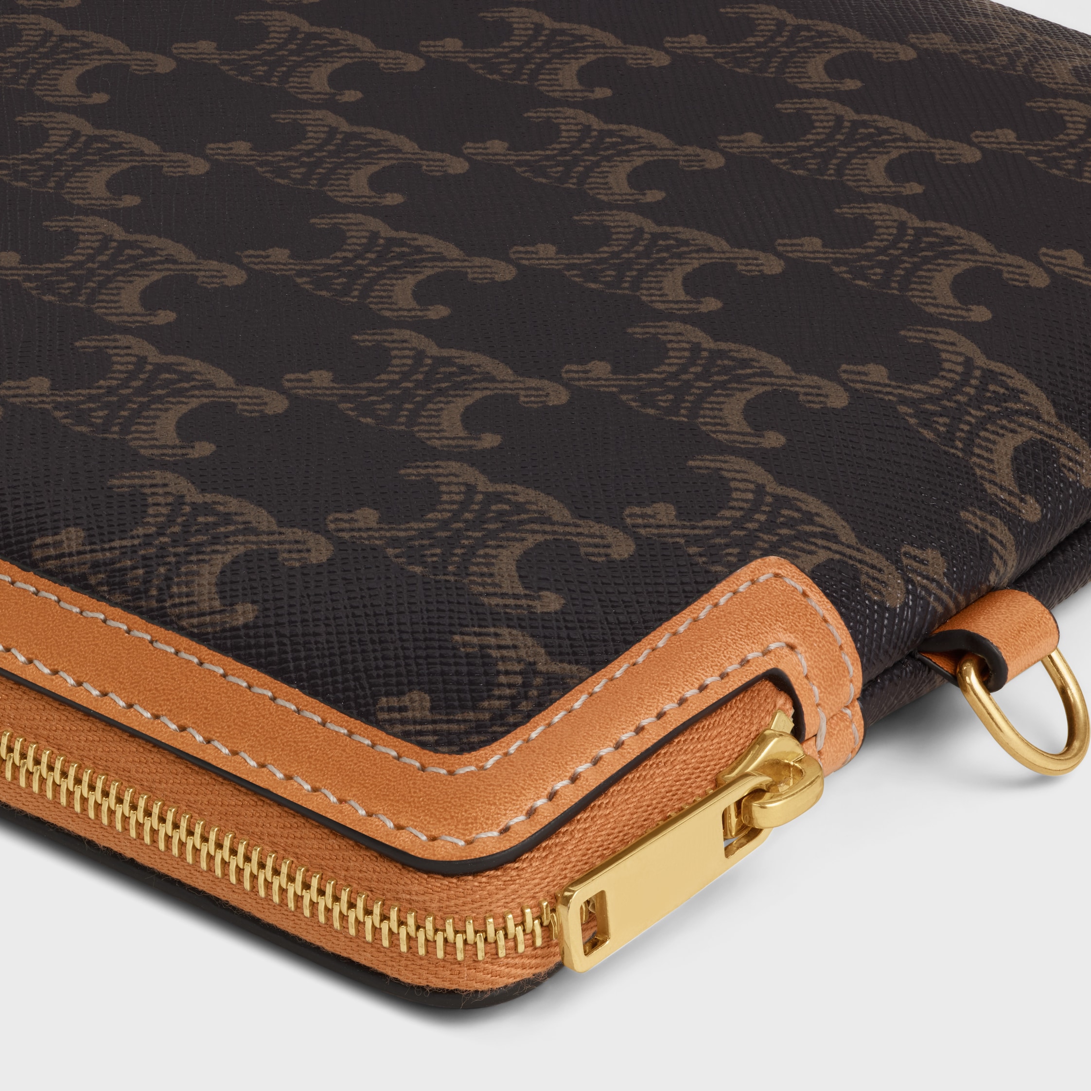 SMALL POUCH WITH STRAP CUIR TRIOMPHE IN TRIOMPHE CANVAS AND