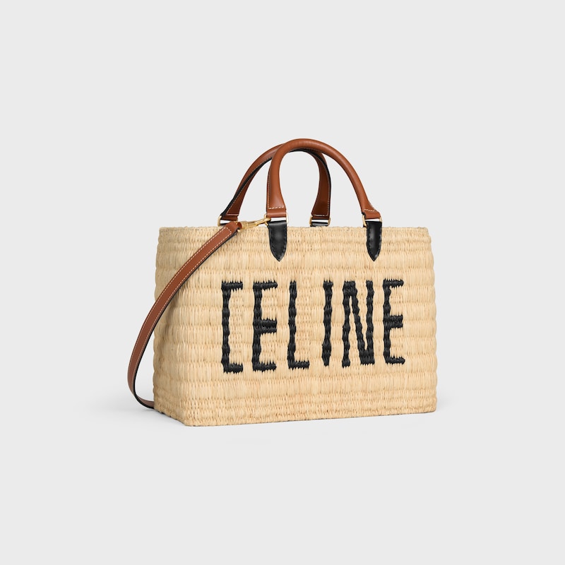 CELINE PARIS PANIER  IN RAFFIA AND CALFSKIN - NATURAL / TAN - CLASSIC PANIER - 1 | CELINE