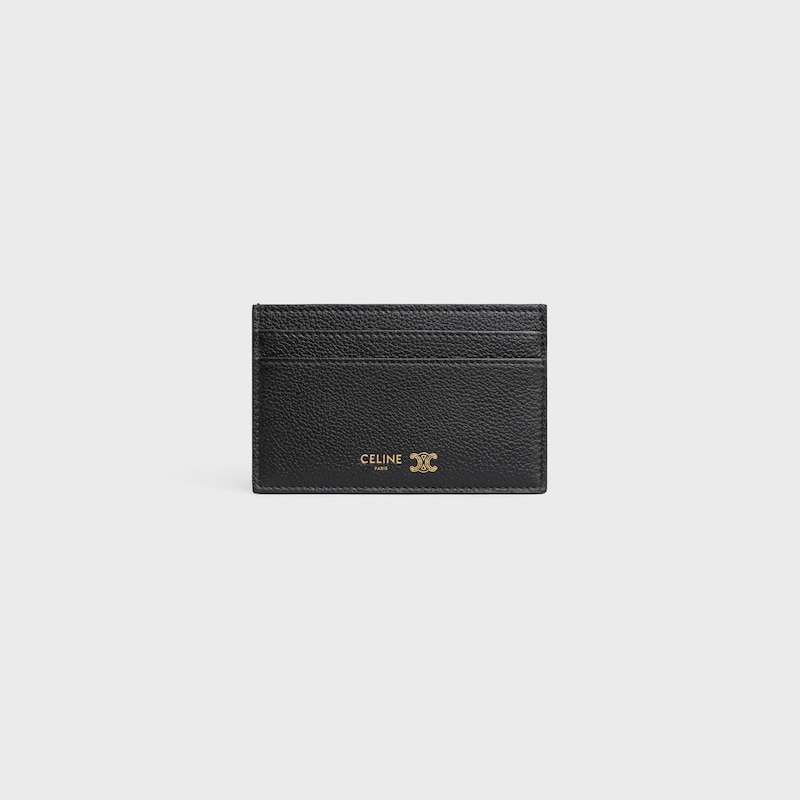 MEDIUM CARD HOLDER  IN GRAINED SUPPLE CALFSKIN - BLACK / ULTRA BLUE - NEW - 1 | CELINE