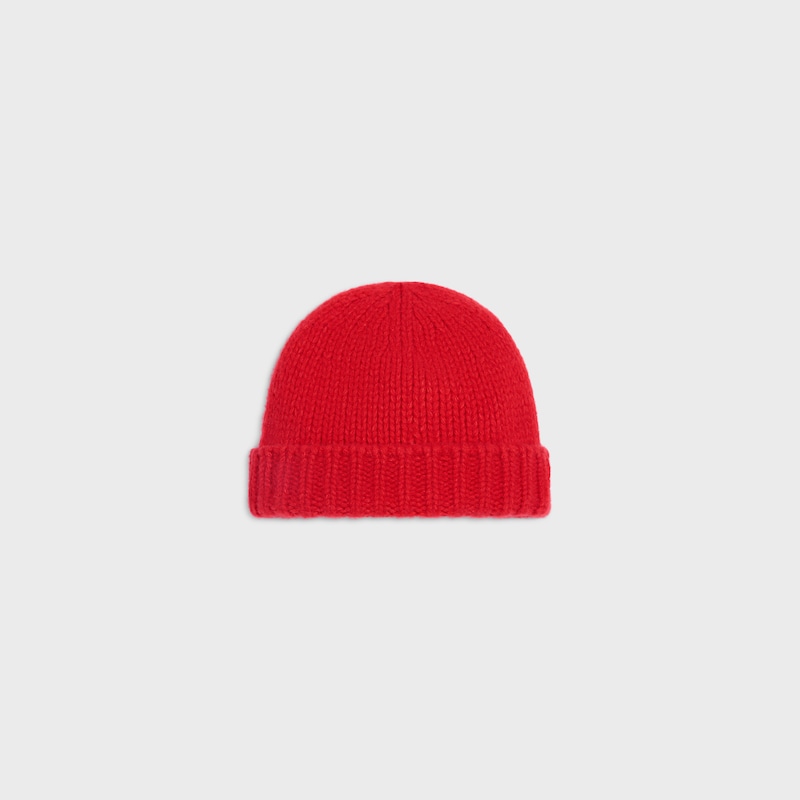 triomphe beanie IN cashmere and silk - BRIGHT RED -  - 1 | CELINE