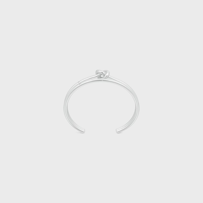 Knot Double Cuff in Brass with Rhodium Finish - SILVER -  - 1 | CELINE