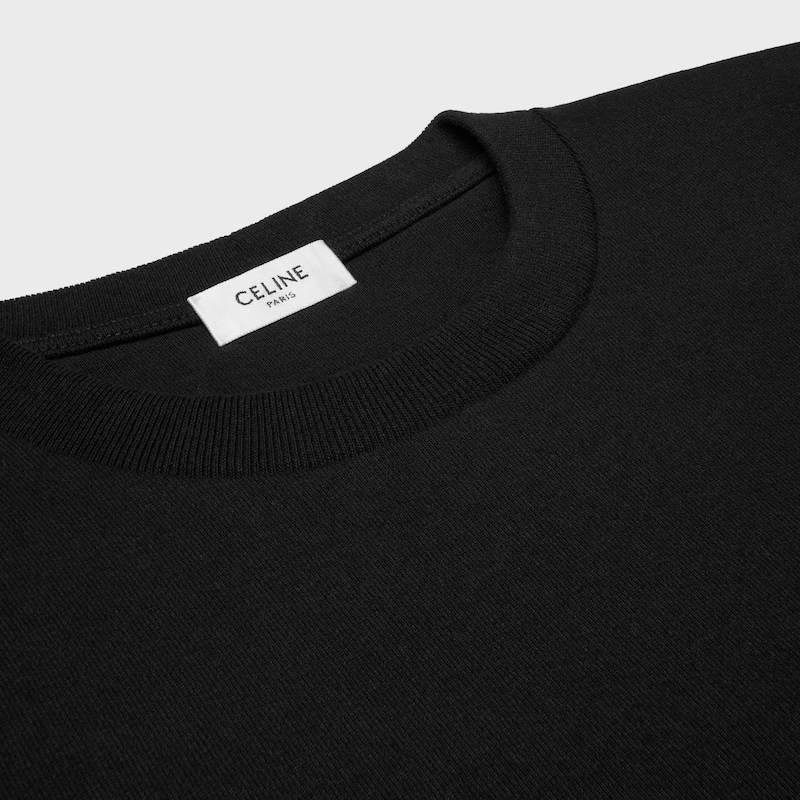 loose T-SHIRT IN cotton jersey - BLACK/BLUE DENIM -  - 1 | CELINE