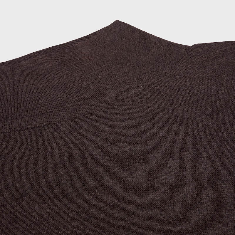 TOP DE CUELLO ALTO DE PUNTO DE LANA - CHOCOLATE NEGRO/VERDE OSCURO -  - 1 | CELINE