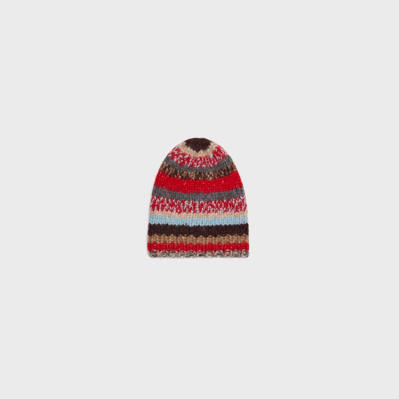 beanie IN MOULINE ALPACA AND WOOL - RED/MULTICOLOR -  - 1 | CELINE