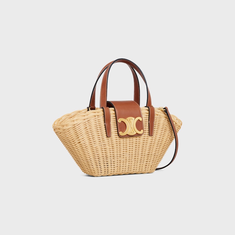 TEEN COUFFIN in WICKER AND NATURAL CALFSKIN - NATURAL / TAN - CLASSIC PANIER - 1 | CELINE
