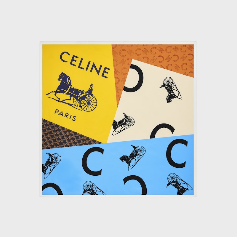 carré twill de soie - BLUE/CREAM/YELLOW -  - 1 | CELINE