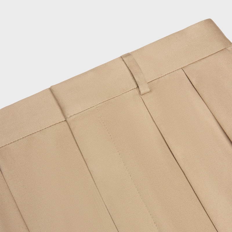 pleated trousers IN cotton twill - BRITISH BEIGE -  - 1 | CELINE
