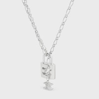 Triomphe Lock Necklace in Brass with Rhodium Finish - SILVER -  - 2 | CELINE