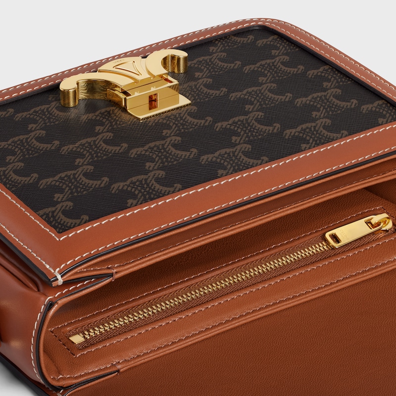 TEEN TRIOMPHE BAG IN Triomphe Canvas and Calfskin - Tan - SHOULDER BAGS - 1 | CELINE