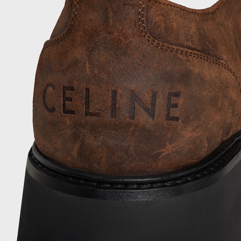 CELINE TRIOMPHE DERBIES  IN WAXED SUEDE CALFSKIN - DARK BROWN -  - 1 | CELINE