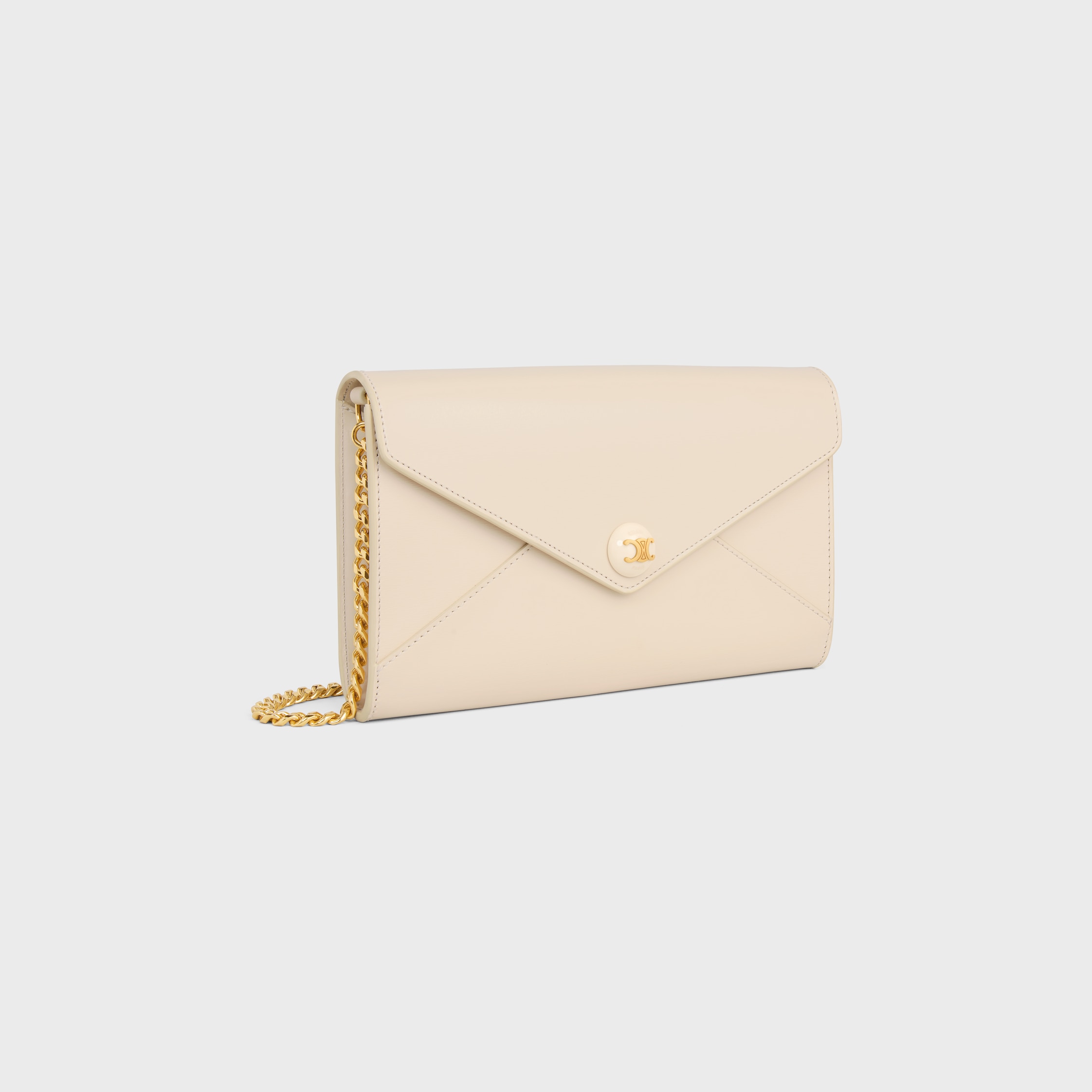 ENVELOPE WALLET ON CHAIN IN Shiny calfskin - CREAM | CELINE