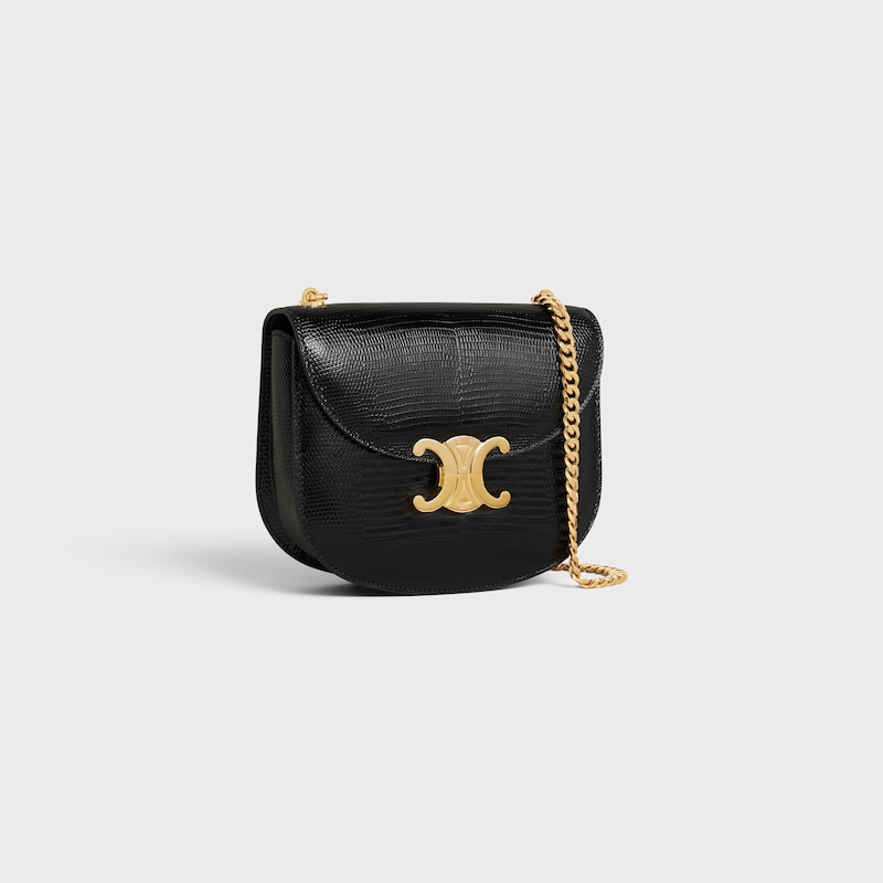 BOLSO BESACE CON CADENA CLEA DE PIEL DE LAGARTO - NEGRO - M&Aacute;S MODELOS - 1 | CELINE