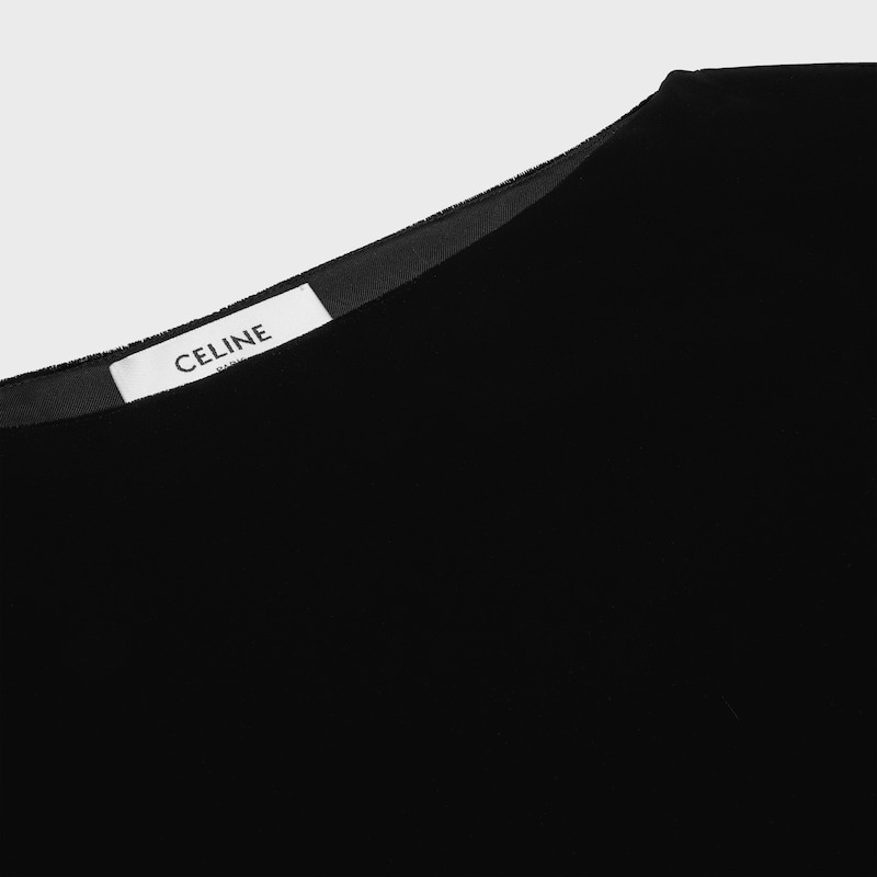draped dress IN fluid velvet - BLACK -  - 1 | CELINE