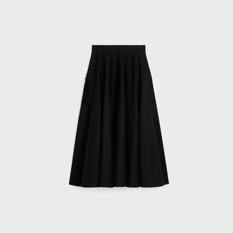 skirt IN cotton twill - BLACK -  - 1 | CELINE