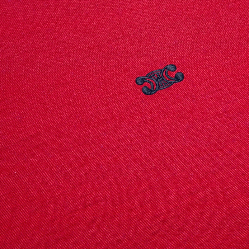 turtleneck top IN wool jersey - ROUGE CERISE/NAVY -  - 1 | CELINE