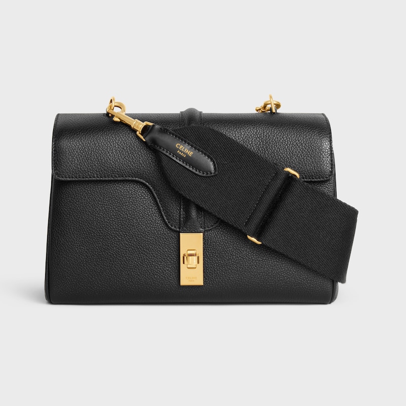 adjustable strap in wool with GOLD FINISHING - BLACK - BAG CHARMS - 1 | CELINE